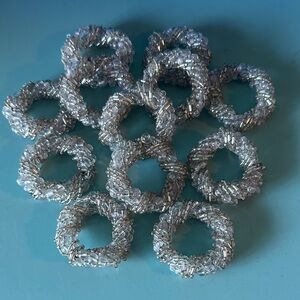 12 Silver Beaded Crystal Napkin Rings